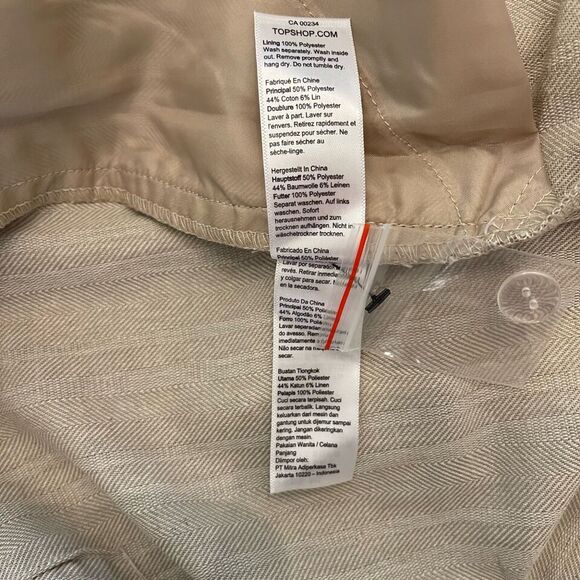 TopShop Herringbone Lightweight Wide Leg High Waist Trousers Sz 10 Oatmeal NWT - Picture 8 of 8